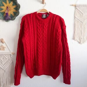 Lord & Taylor Vintage Red Cable Knit Sweater from the Cotton Collection Large